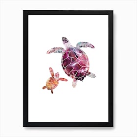 Pink Sea Turtles Art Print