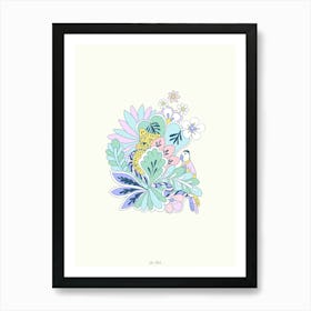 Tropical Jungle Leopard, Bird and Snake Art Print