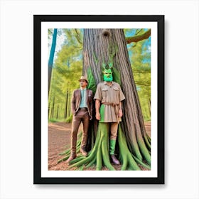 Two Men Standing Next To A Tree Art Print