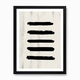 Creme Painting With Black Brushstrokes Art Print