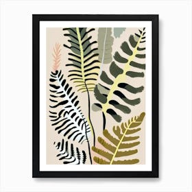 Ostrich Fern Wildflower Modern Muted Colours 2 Art Print