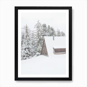 Log Cabin In Winter Art Print