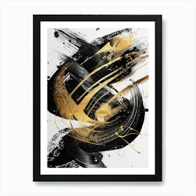 Gold And Black Abstract Painting 42 Art Print