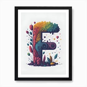 Colorful Letter F Illustration 14 Art Print