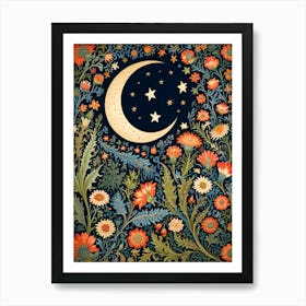 William Morris Moon And Flowers 7 Art Print