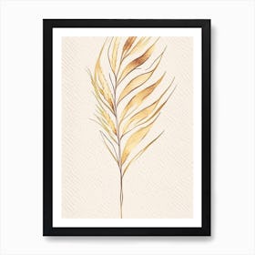 Wheat Leaf Minimalist Watercolour 1 Art Print