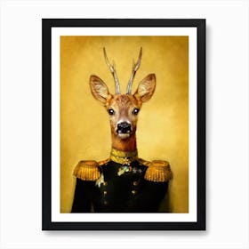 Proud Lutenant Fyodor Deer Pet Portraits Art Print