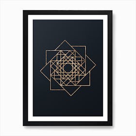 Abstract Geometric Gold Glyph on Dark Teal n.0246 Art Print