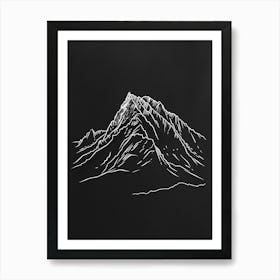 Geal Charn Alder Mountain Line Drawing 4 Art Print