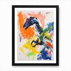 Abstract Colourful Dinosaur Brushstroke Art Print