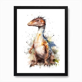 Suchomimus Tenerensis Cute Dinosaur Watercolour 1 Art Print