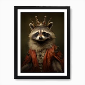 Vintage Portrait Of A Tres Marias Raccoon Wearing A Crown