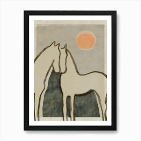 Horses At Sunset Art Print