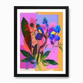 Bluebonnet 1 Neon Flower Collage Art Print