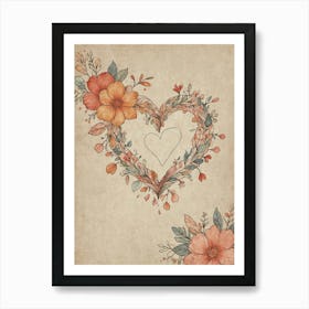 Heart With Flowers 1 Art Print