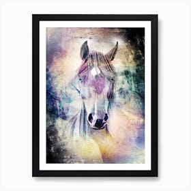 Horse Drawing Art Illustration In A Photomontage Style 28 Art Print