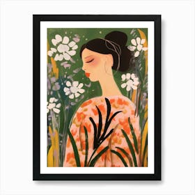 Woman With Autumnal Flowers Lily Of The Valley 3 Art Print