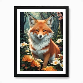 Fox In The Forest 4 Art Print