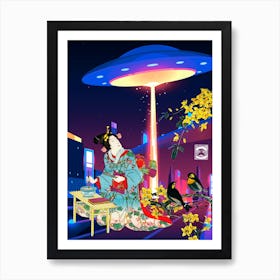 Ufo - Synthwave Space: ukiyo-e #2 Art Print