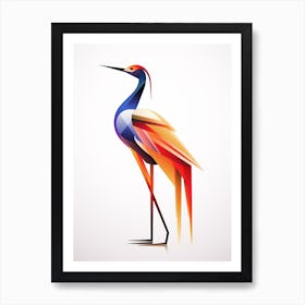 Colourful Geometric Bird Crane 2 Art Print
