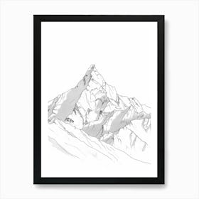Kangchenjunga Nepal India Line Drawing 2 Art Print