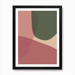 Abstract Green And Pink Pebbles Art Print