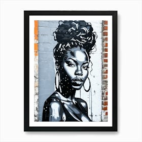 Graffiti Mural Of Beautiful Black Woman 257 Art Print