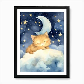 Baby Kitten 1 Sleeping In The Clouds Art Print