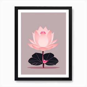 A Pink Lotus In Minimalist Style Vertical Composition 3 Poster