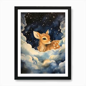 Baby Deer 5 Sleeping In The Clouds Art Print