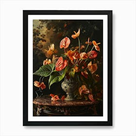 Baroque Floral Still Life Flamingo Flower 3 Art Print