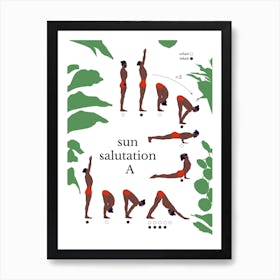 Yoga 2 Green & Brown Art Print