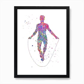 Male Jumping Rope Watercolor Art Print