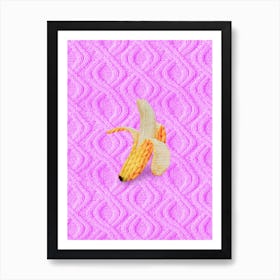 Fruity knits - Banana Pink Art Print