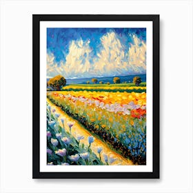 Vincent Van Gogh Field With Flowers Painting (10) Art Print