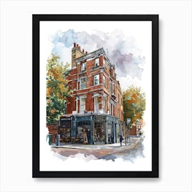 Islington London Borough   Street Watercolour 1 Art Print