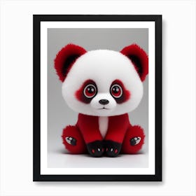 Dreamshaper V5 Red Around The Eyes And Ears Red And White Pand 2 Art Print