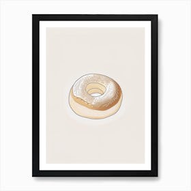 Bagel Bakery Product Minimalist Line Drawing 3 Art Print