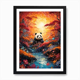 Panda Art In Post Impressionism Style 3 Art Print