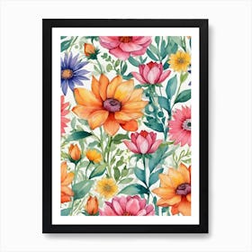 Watercolor Flowers 3 Art Print