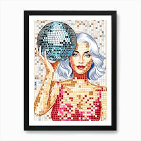 Disco Ball Mosaic Art Art Print