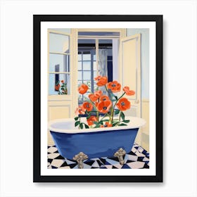 A Bathtube Full Of Poppy In A Bathroom 4 Art Print