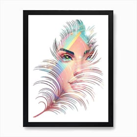 Portrait Of A Woman With Feathers Art Print