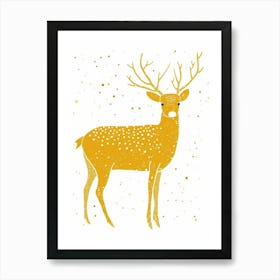 Yellow Reindeer 1 Art Print