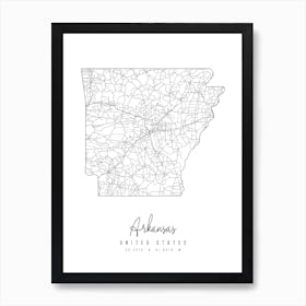 Arkansas Minimal Street Map Art Print