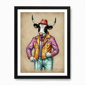 Cowboy Cow Art Print