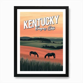 Kentucky Horses Travel Poster Art Print