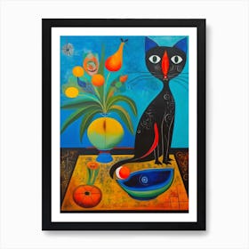 Paradise With A Cat 3 Surreal Joan Miro Style  Art Print