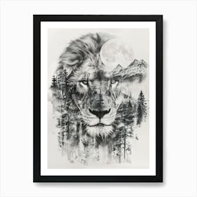 Lion In The Forest 8 Art Print