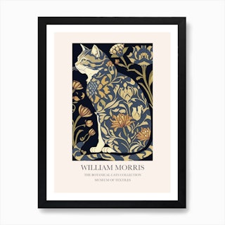 William Morris  Style The Botanical Cats Textiles Art Print